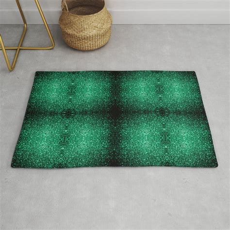 Beautiful Emerald Green Glitter Sparkles Modern Throw Rug By Pldesign