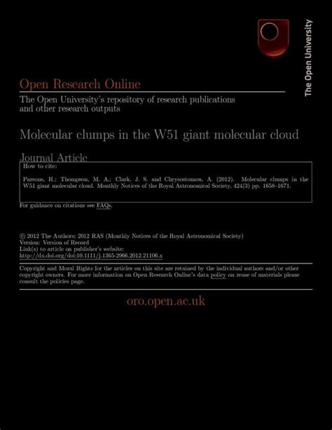 Pdf Molecular Clumps In The W Giant Molecular Cloud Dokumen Tips