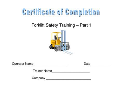 Forklift Certificate Template