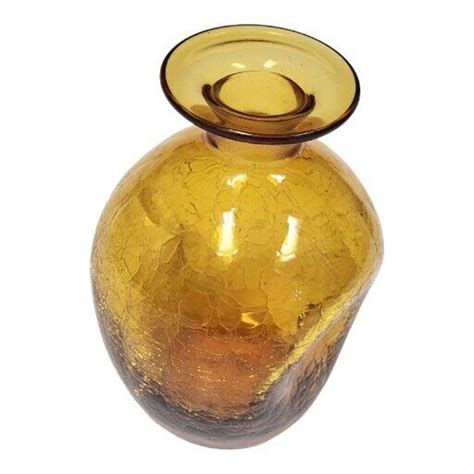 Elegant Vintage Kanawha Amber Glass Crackle Bud Vase Hand Etsy