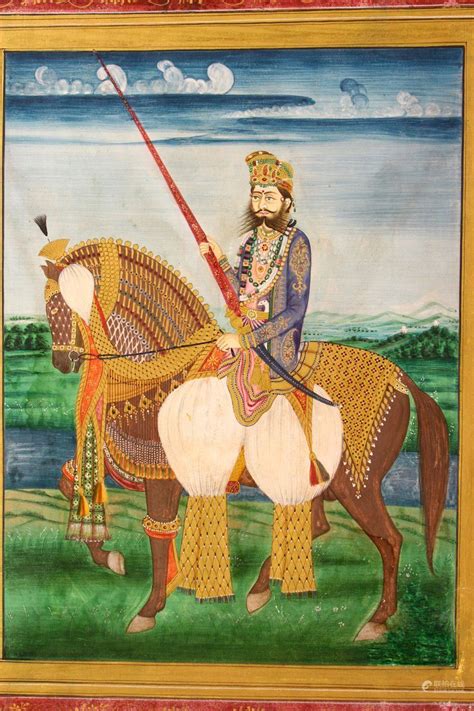 Bidlive A Fine Large Indian Miniature Painting Of Maharaja Sawai Ram