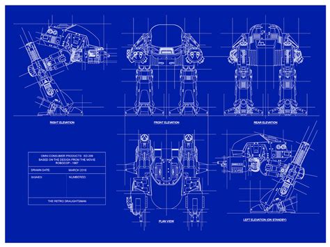 Ed209 Limited Edition Blueprint Art By The Retro Draughtsman