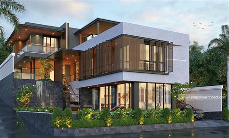 Desain Rumah Modern Industrial Lantai Bapak Bryan Di Bali Tampak