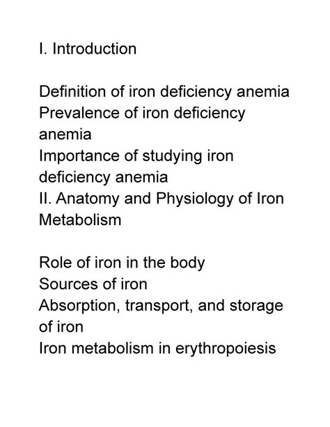 Concept Map For Pathophysiology Iron Deficiency Anemia Course Work