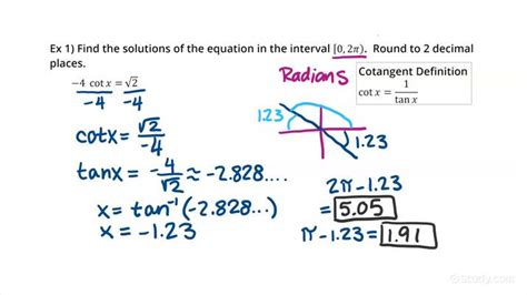 How To Find Solutions In An Interval For A Cotangent Equation