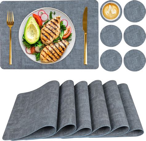 Amazon FUANGUI Faux Leather Placemats Set Of 6 With Coasters