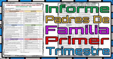 Informe para la primera reunión de padres de familia del primer