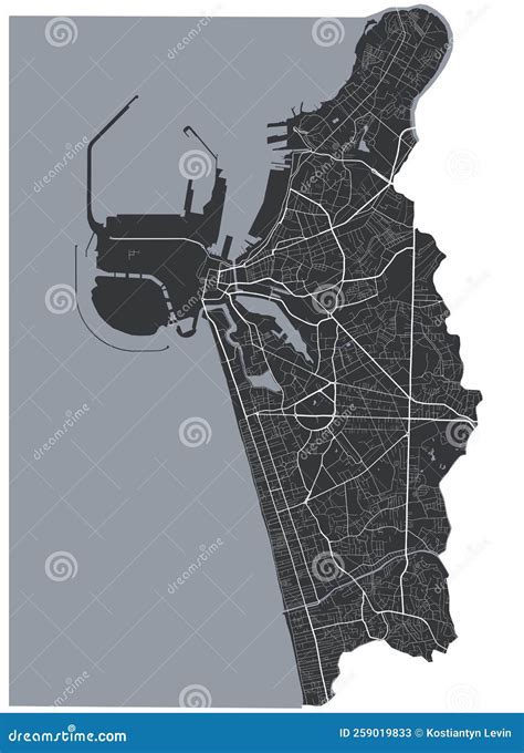 Colombo Vector Map. Detailed Map Of Colombo City Administrative Area. Cityscape Panorama ...