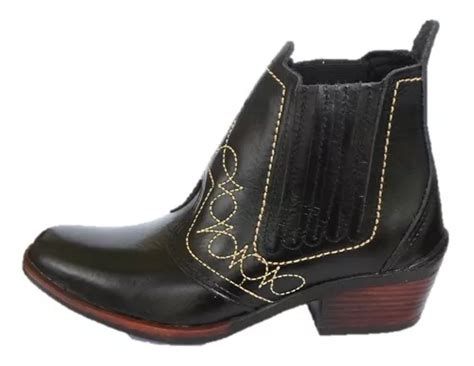 Bota Masculina Cor Preta Country Texana Peao Rodeio Couro Legitimo