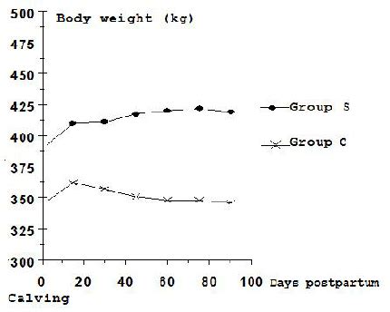 Evolution Of The Body Weight Of Dams During 100 Days Postpartum