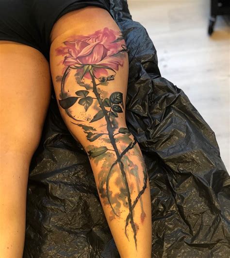 Pink Flower Tattoo On Thigh Best Flower Site