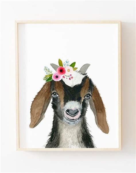 Watercolor Baby Goat Baby Goat Print Baby Goat Art Farm Goat Art