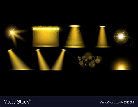 Yellow spotlight realistic set Royalty Free Vector Image