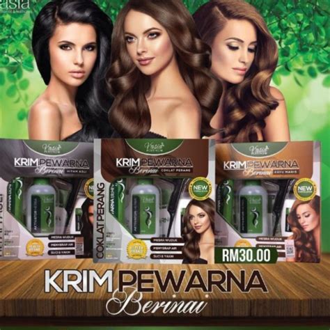 V Asia Krim Pewarna Rambut Berinai Hitam Asli Coklat Perang Shopee Malaysia