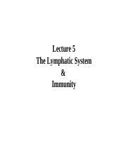 Lecture Lymphatic And Immunity Lectures Ppt Lecture The Lymphatic