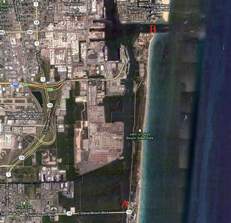 Map of Port Everglades, Fort Lauderdale, Florida indicating the ...