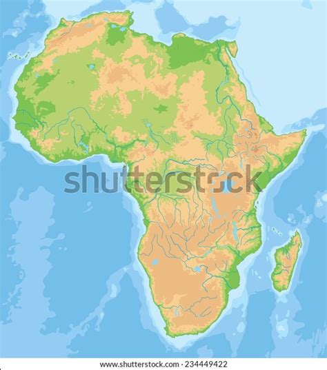 High Detailed Africa Physical Map Stock Vector Royalty Free