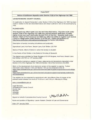 Fillable Online Notice Of Landowner Deposits Under Section Of The