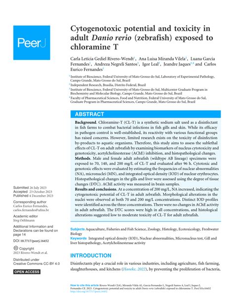 Pdf Distributed Under Creative Commons Cc By 40 Cytogenotoxic Potential And Toxicity In Adult