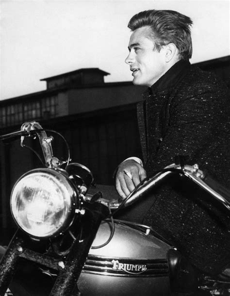 James Dean On His 1955 Triumph Trophy Tr5 Motorcycle James Deans