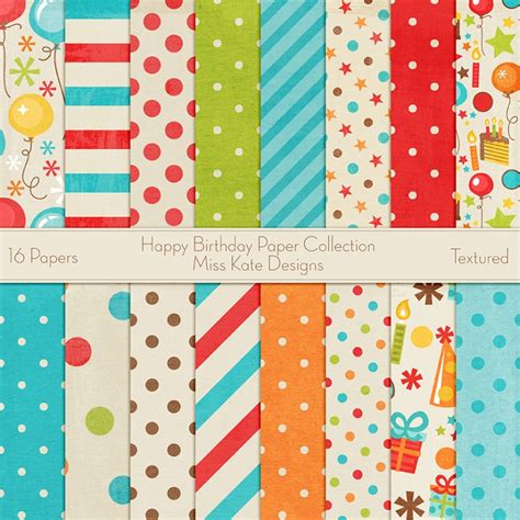 Miss Kate Designs Happy Birthday Paper Collection for Scrapbooking ...