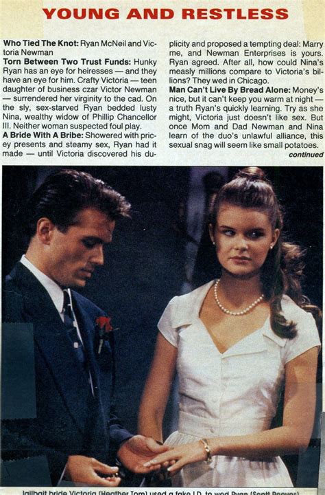 The Soap Opera Saga Young And The Restless Ryan And Victoria Profile