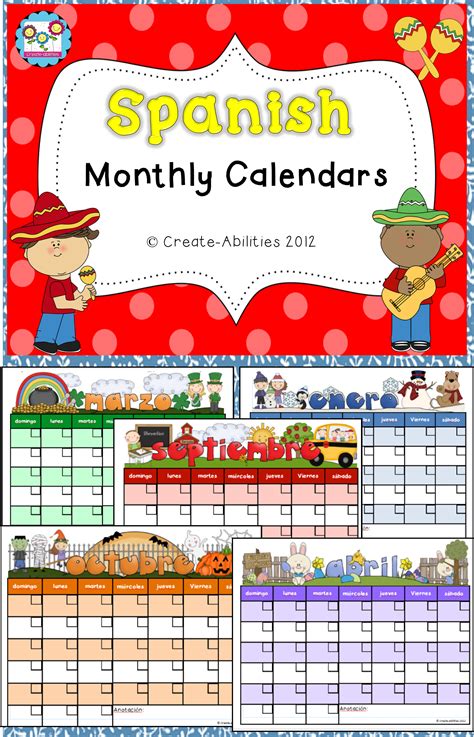 Free Monthly Calendars In Spanish Dual Language Classroom Bilingual