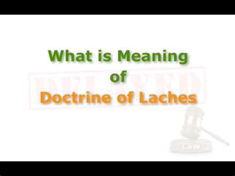 doctrine  laches  limitation act youtube