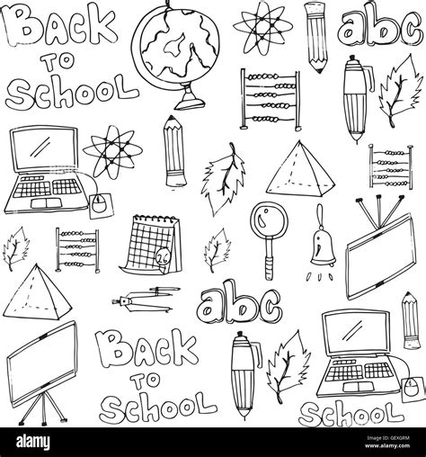 School tools classroom supplies in doodle Stock Vector Image & Art - Alamy