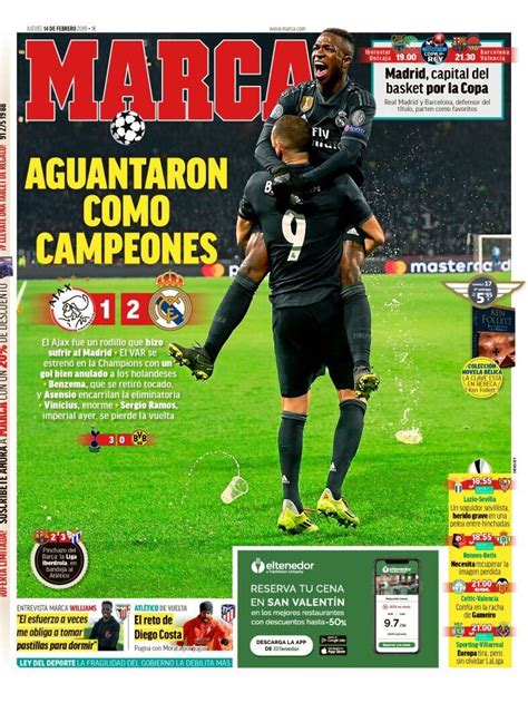 La Portada Del Diario Marca 14 02 2019