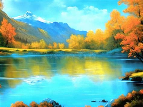 Beautiful Nature Landscape Painting on Paper Canvas. Generative AI ...