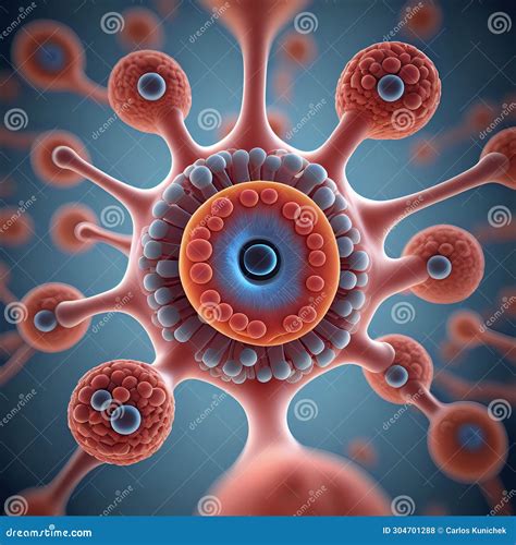 D Rendering Of Human Cell Or Embryonic Stem Cell Microscope Background