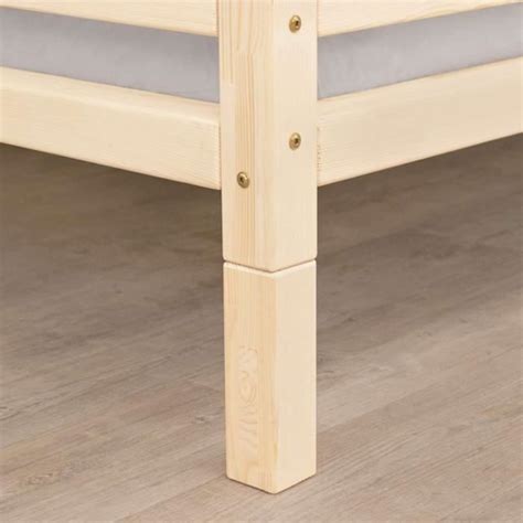 4 Pieds réhausseurs de lit couleur bois naturel H 20 cm pour