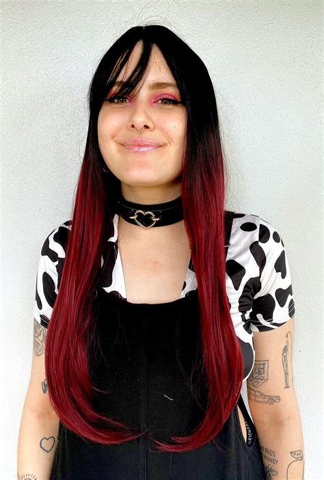 Long Straight Black To Deep Red Ombre Wig Perth Hurly Burly Hurly Burly