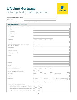 Fillable Online Lifetime Mortgage Application Form Fax Email Print