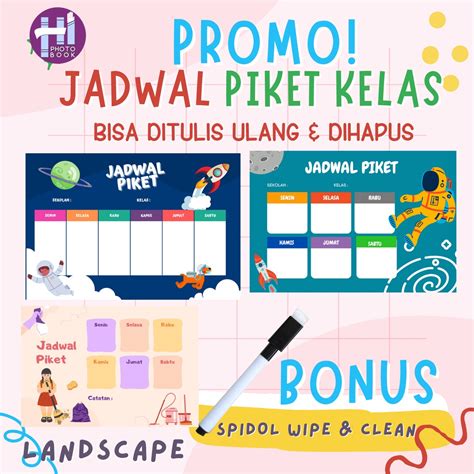 Jual Jadwal Piket Kelas Dinding Sekolah Size A3 Bisa Tulis Hapus