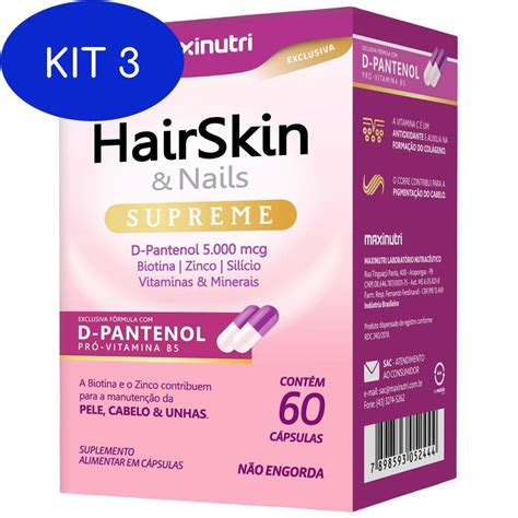 Kit Hairskin Nails Supreme C Psulas Maxinutri Submarino