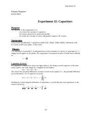 Experiment 32: Capacitors in Series and Parallel Circuits | Course Hero