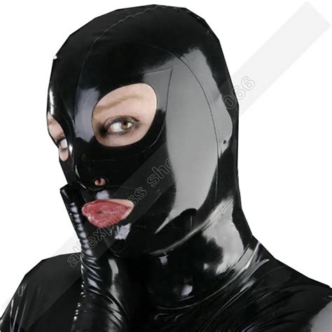 Unisex Latex Rubber Mask Hood Sexy Customes Black Color Hood Handmade Fetish Club Wear Rlm032 In