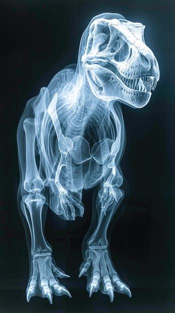 Premium Photo | A skeleton of a t rex in a black background ...