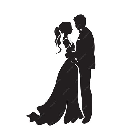 Premium Vector Couple Getting Married Black And White Icon Of Young