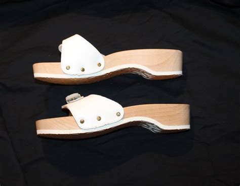 Vintage 70s Dr Scholl S Wooden Clogs Made In Italy White Etsy