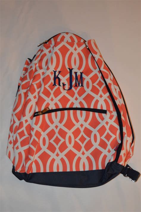 Personalized Tennis Racket Cover Bag Coral Geometric Print