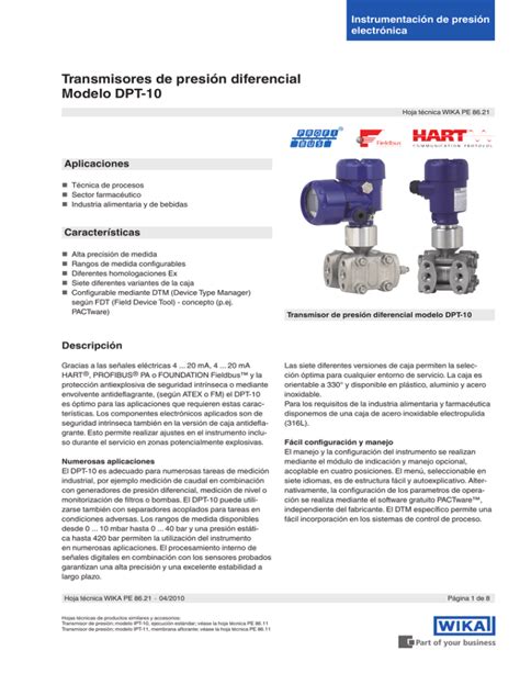 Transmisores De Presi N Diferencial Modelo Dpt