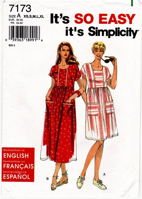 Simplicity 7173 Sewing Pattern Misses Dress High Etsy