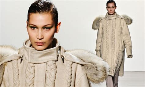 Bella Hadid In Cozy Cream Coat At Prabal Gurung Nyfw Show Daily Mail