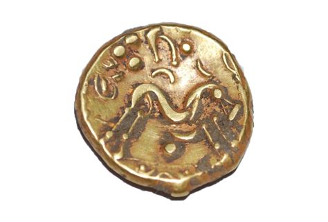 Detail of horse on Iron Age gold coin discovered on A14C2H (c) Highways ...