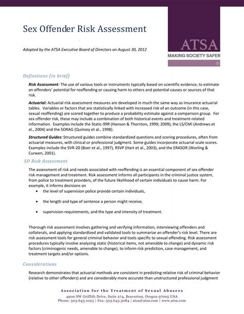 Sex Offender Risk Assessment Association For The Treatment Of