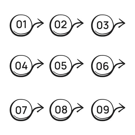 premium vector number points   arrow hand drawn style