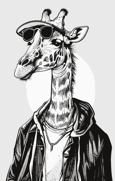 Premium Vector A Giraffe Wearing Sunglasses And A Leather Jacket